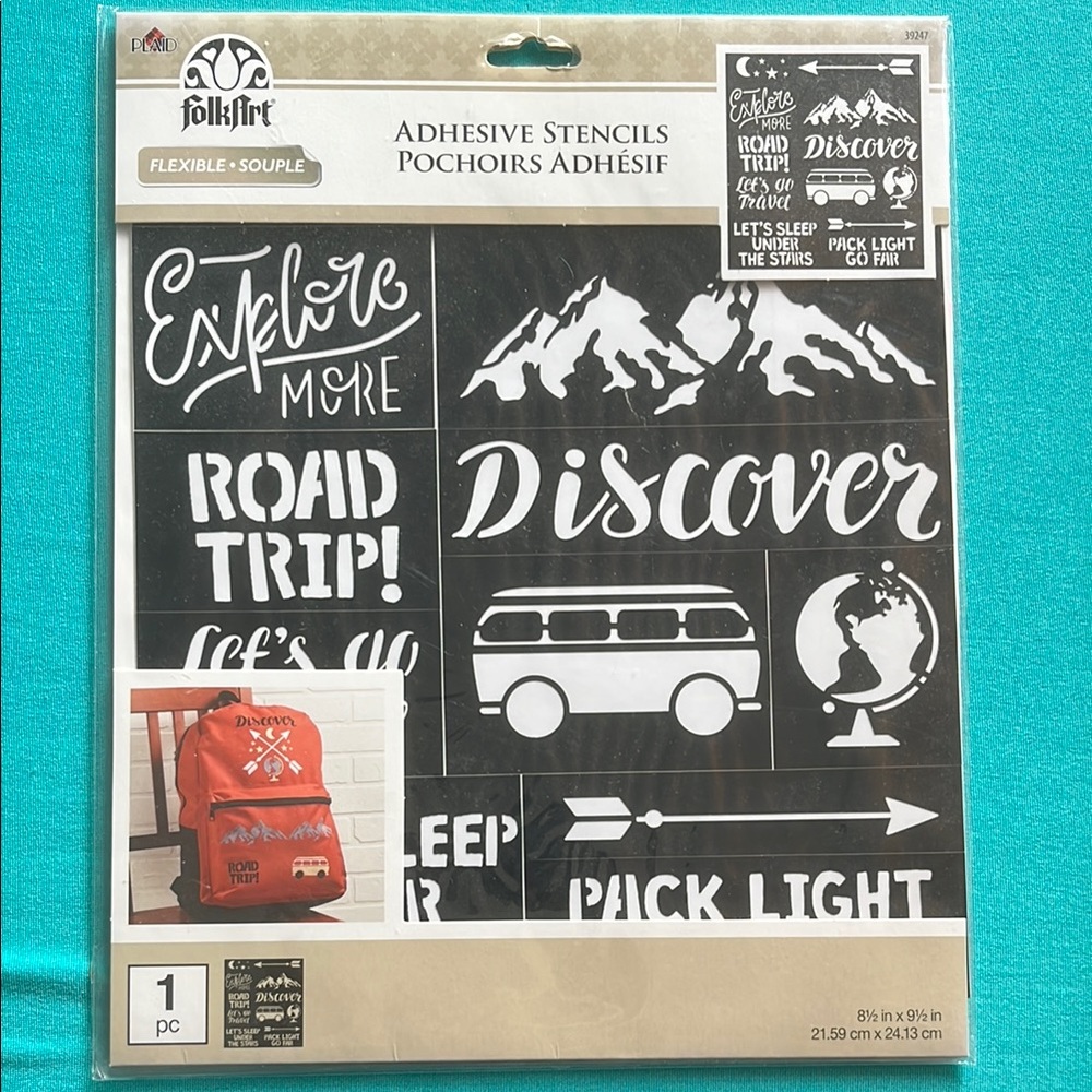 FolkArt Adhesive Stencils - Road Trip Theme